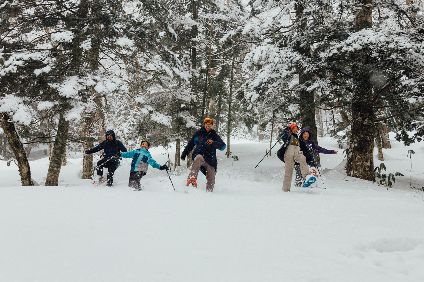 Family snowshoe hike